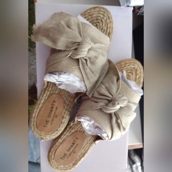 NIB🔥Adorable, Natural Linen, BOHO  Bow-Tie Espadrilles by Shanty🖤 Sz 8 - Picture 4 of 9